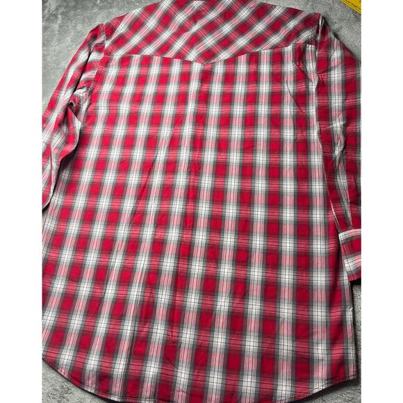 Pendleton Frontier Shirt Mens Small Pearl Snap RED Plaid Long Sleeve Western - Picture 6 of 8